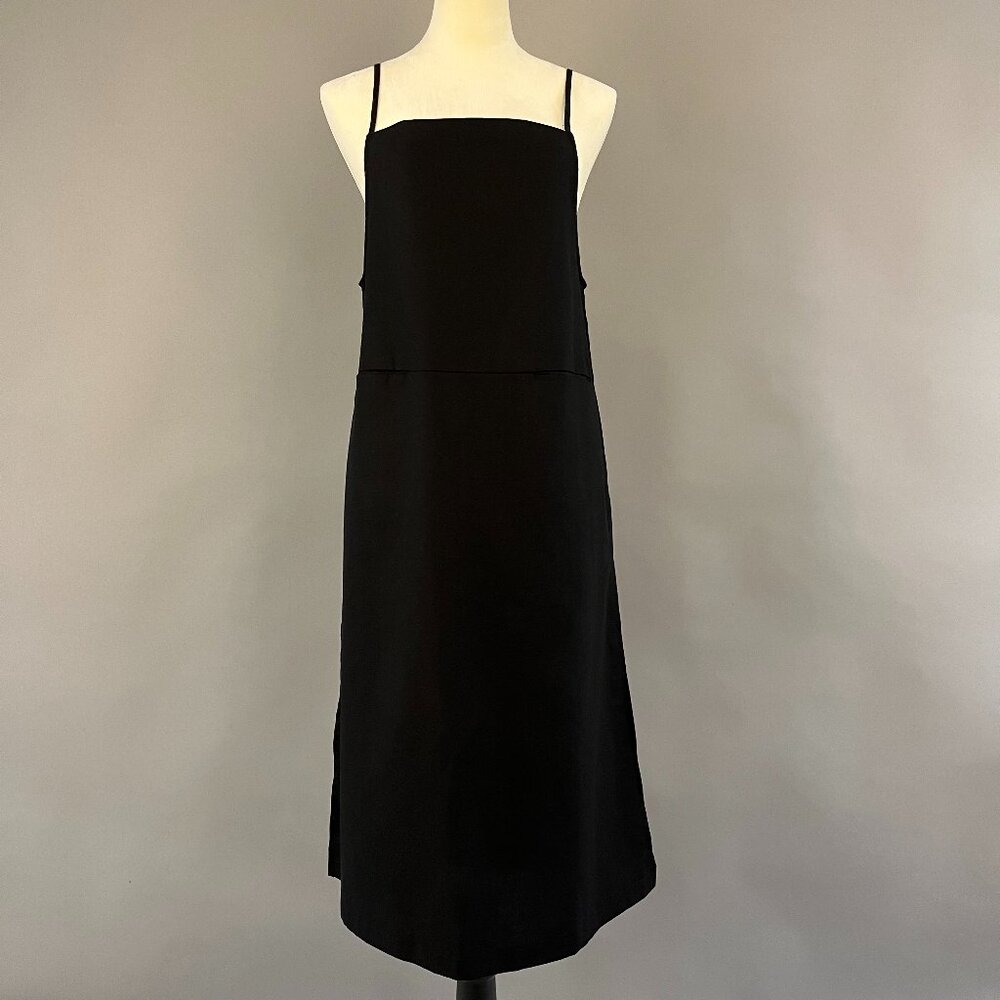 Women's Side Slit Strap Midi Dress In Black Size M
